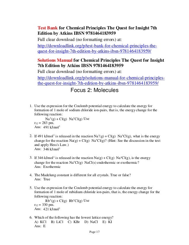 CHEMICAL PRINCIPLES THE QUEST FOR INSIGHT 5TH EDITION PDF